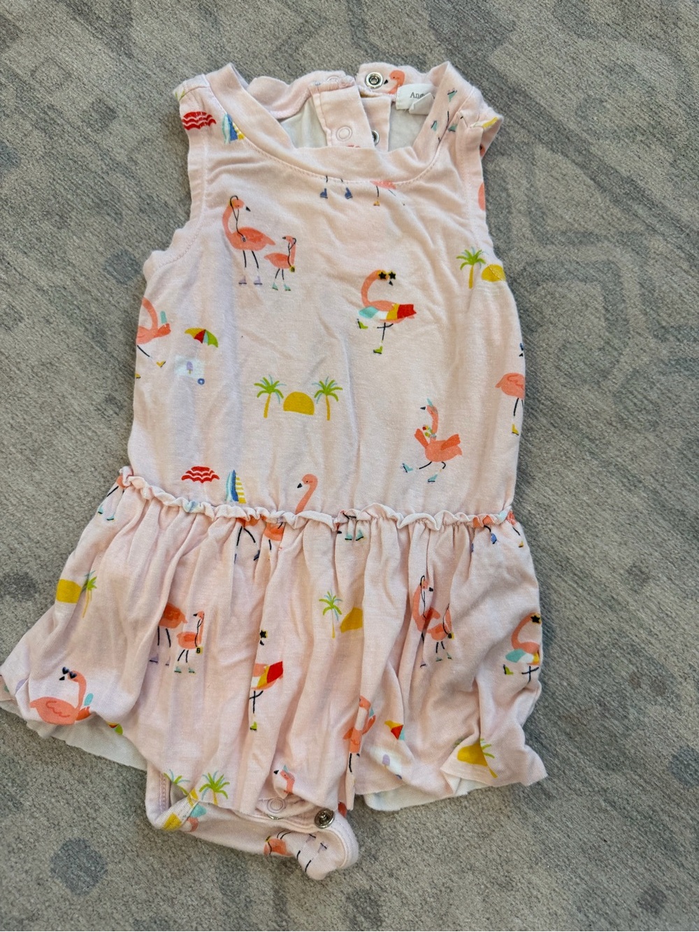 Angel Dear Light Pink Flamingo Print Infant Romper